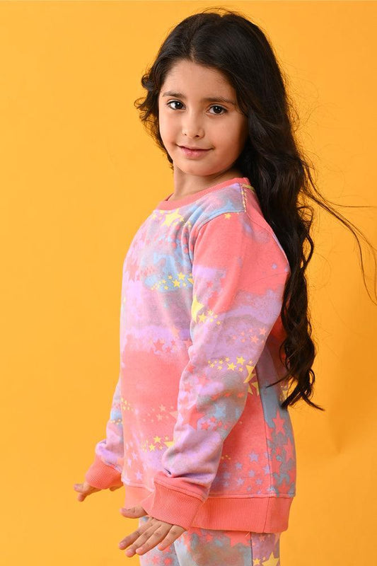 TIE DYE STAR FLEECE SWEATSHIRT - PINK - Anthrilo Design House