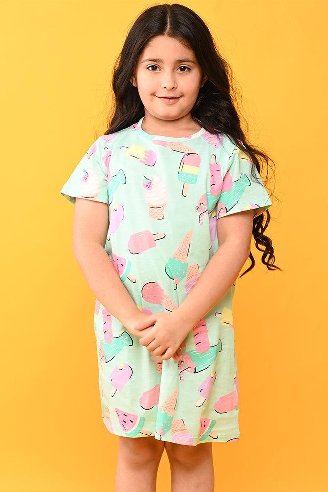 ICECREAM AQUA NIGHT DRESS - AQUA - Anthrilo India
