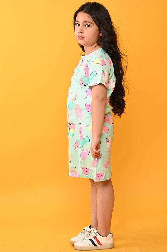ICECREAM AQUA NIGHT DRESS - AQUA - Anthrilo India