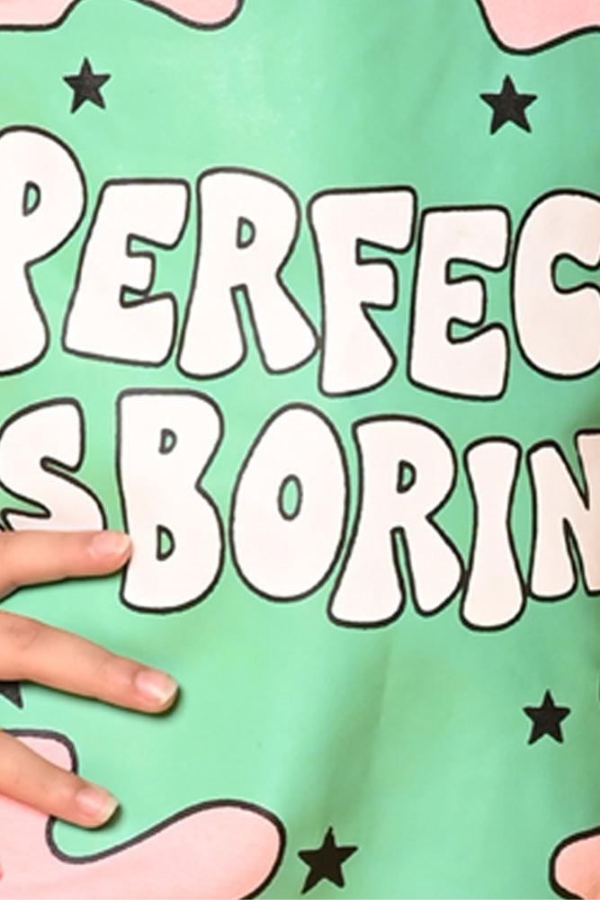 PERFECT IS BORING FLEECE HOODIE SWEATSHIRT - PINK - Anthrilo Design House