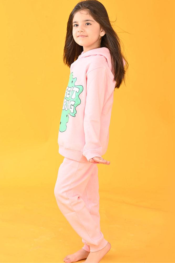 PERFECT IS BORING GIRLS FLEECE HOODIE JOGGER SET - PINK - Anthrilo Design House