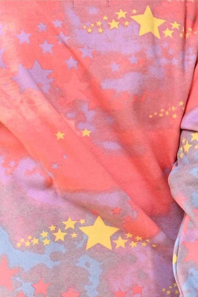 TIE DYE STAR FLEECE SWEATSHIRT JOGGER SET - PINK - Anthrilo Design House