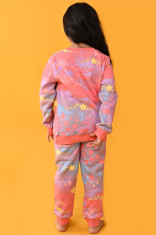 TIE DYE STAR FLEECE SWEATSHIRT JOGGER SET - PINK - Anthrilo Design House