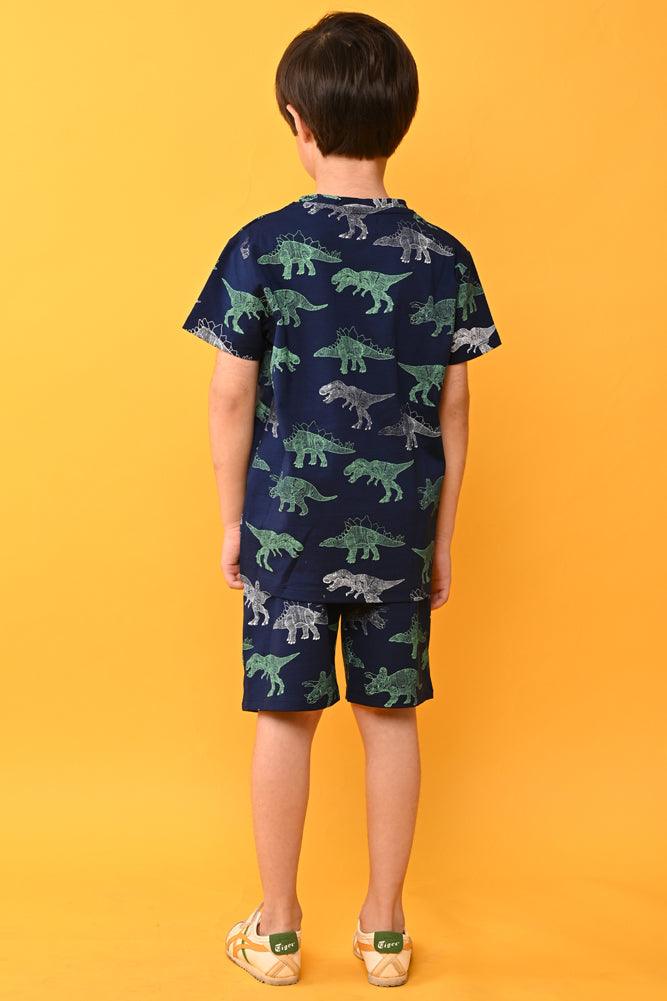 DINOSAUR NAVY AND T-REX SLEEPWEAR SHORTS SET (PACK OF 2) - Anthrilo India