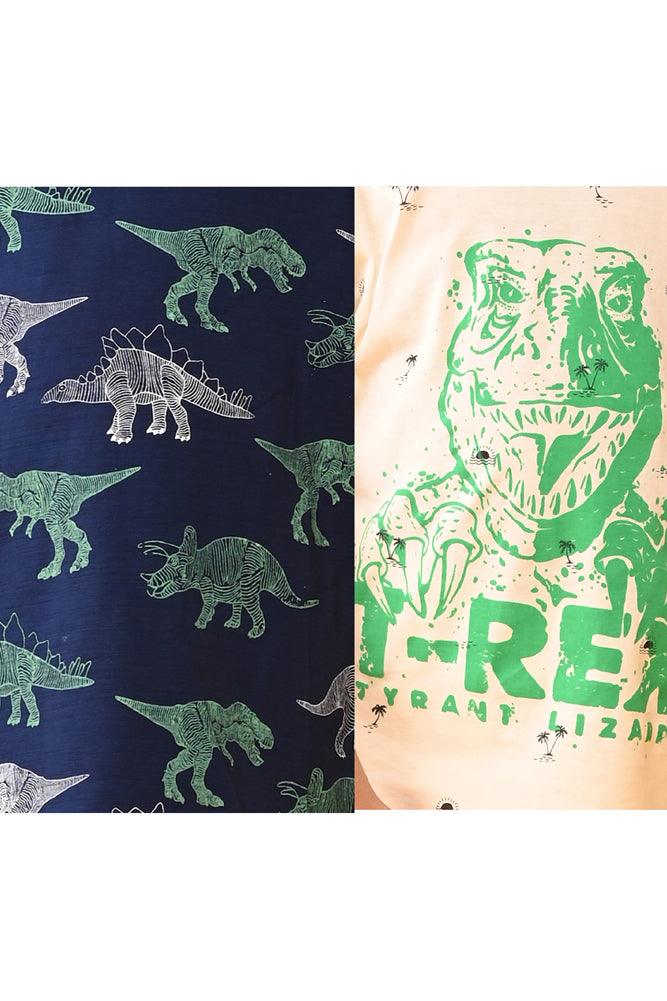 DINOSAUR NAVY AND T-REX SLEEPWEAR SHORTS SET (PACK OF 2) - Anthrilo India