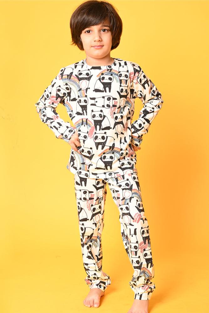 PANDA WHITE AND DINOSAUR FUN NAVY LONG SLEEVE PYJAMA SET (PACK OF 2) - Anthrilo India