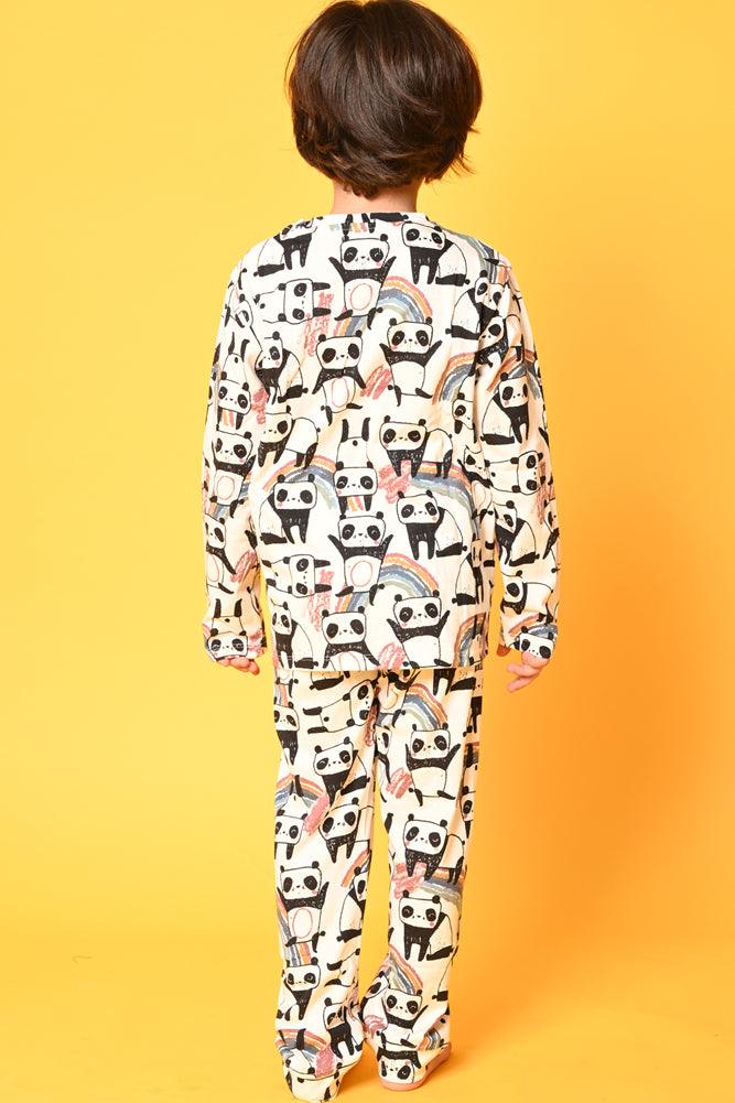 PANDA WHITE AND DINOSAUR FUN NAVY LONG SLEEVE PYJAMA SET (PACK OF 2) - Anthrilo India