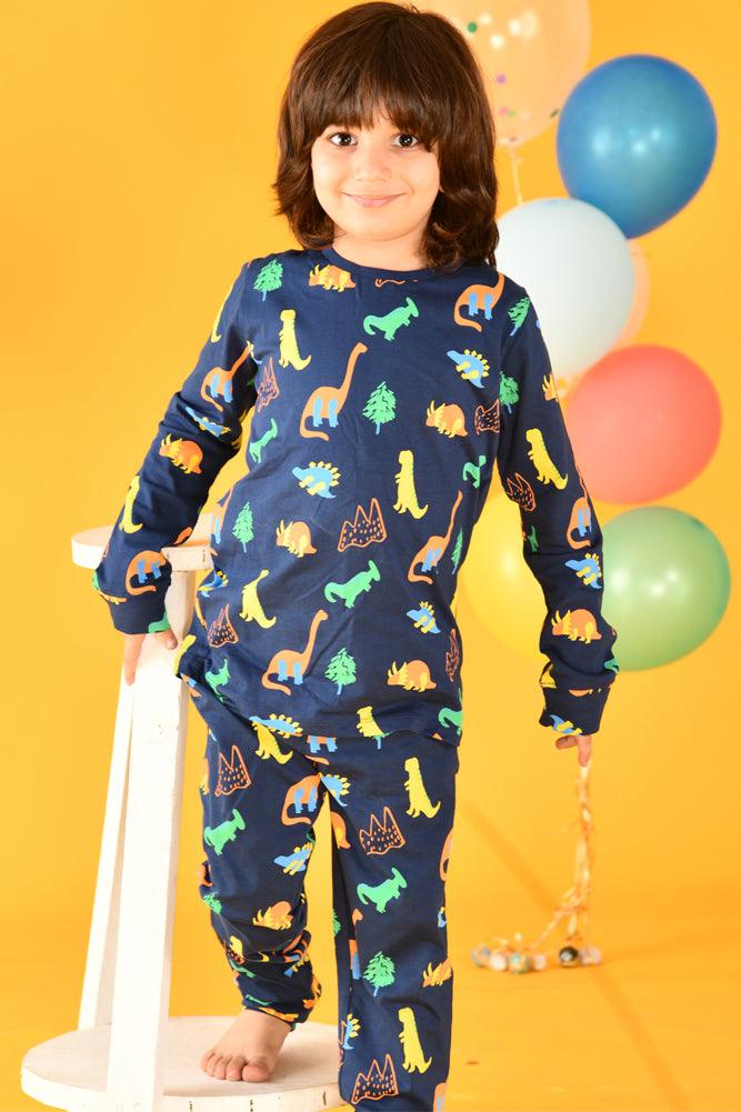 PANDA WHITE AND DINOSAUR FUN NAVY LONG SLEEVE PYJAMA SET (PACK OF 2) - Anthrilo India