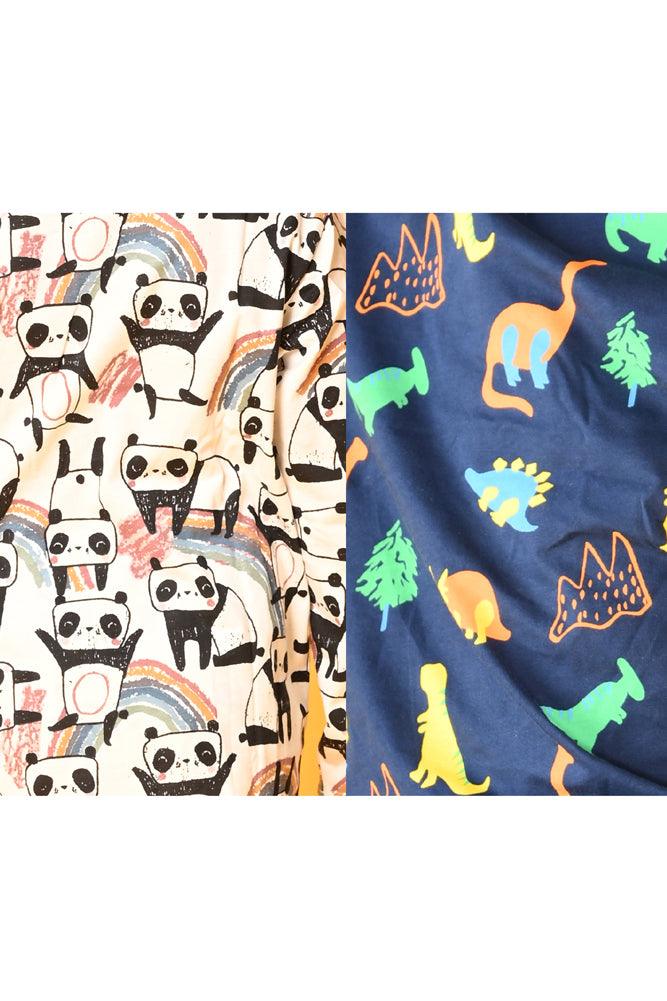 PANDA WHITE AND DINOSAUR FUN NAVY LONG SLEEVE PYJAMA SET (PACK OF 2) - Anthrilo India