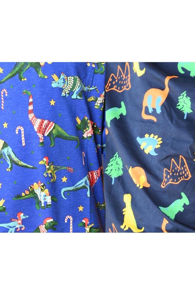 DINOSAUR CHRISTMAS AND DINOSAUR FUN NAVY LONG SLEEVE PYJAMA SET (PACK OF 2) - Anthrilo India