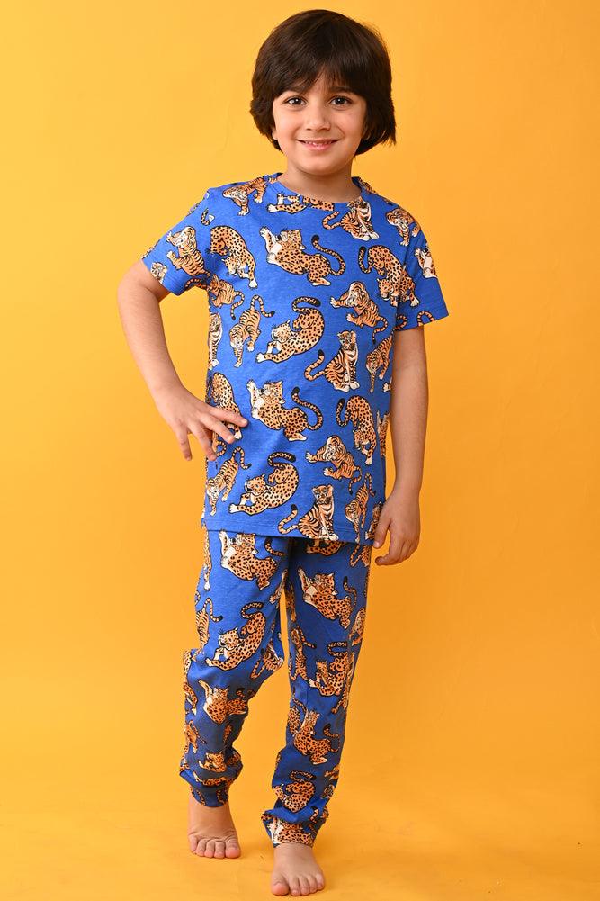 SPIDER GREEN AND TIGER BLUE SHORT SLEEVE PYJAMA SET (PACK OF 2) - Anthrilo India