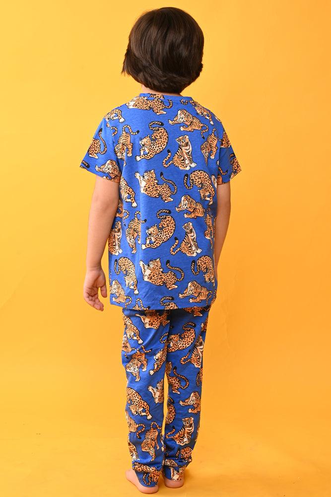SPIDER GREEN AND TIGER BLUE SHORT SLEEVE PYJAMA SET (PACK OF 2) - Anthrilo India