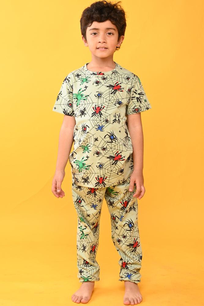 SPIDER GREEN AND TIGER BLUE SHORT SLEEVE PYJAMA SET (PACK OF 2) - Anthrilo India