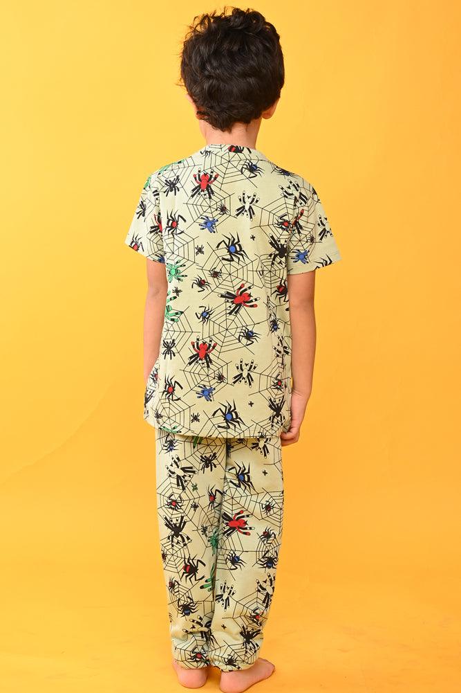 SPIDER GREEN AND TIGER BLUE SHORT SLEEVE PYJAMA SET (PACK OF 2) - Anthrilo India