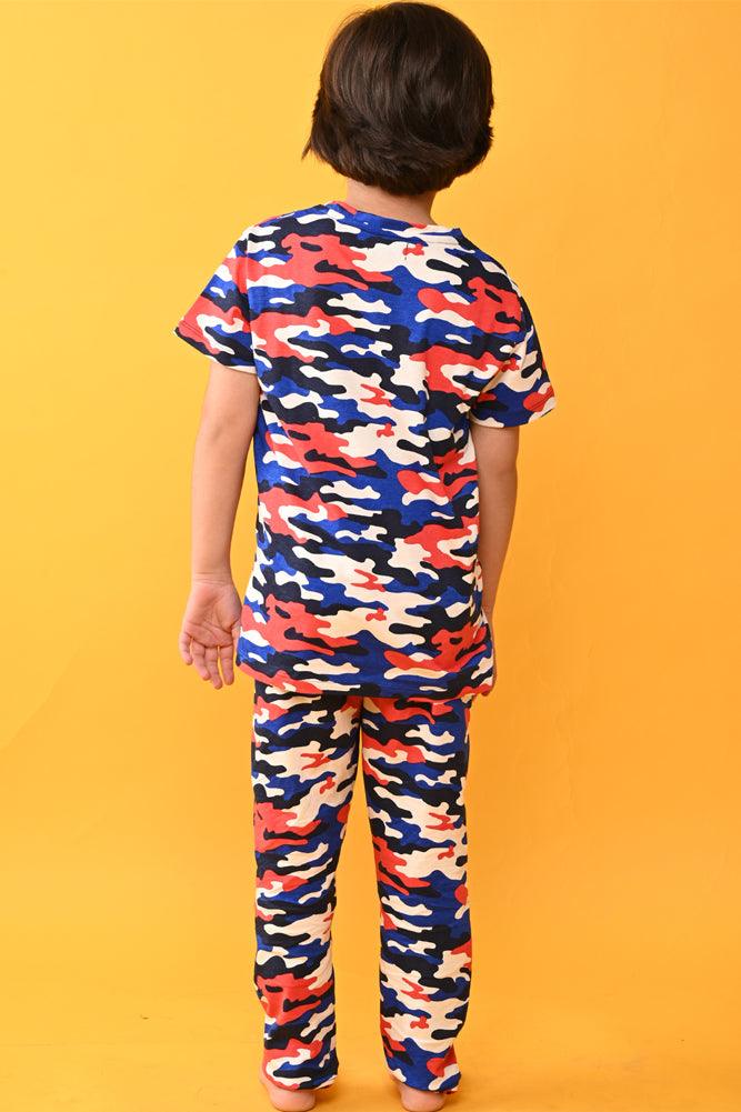 CAMOUFLAGE WHITE AND TIGER BLUE STAR SHORT SLEEVE PYJAMA SET (PACK OF 2) - Anthrilo India