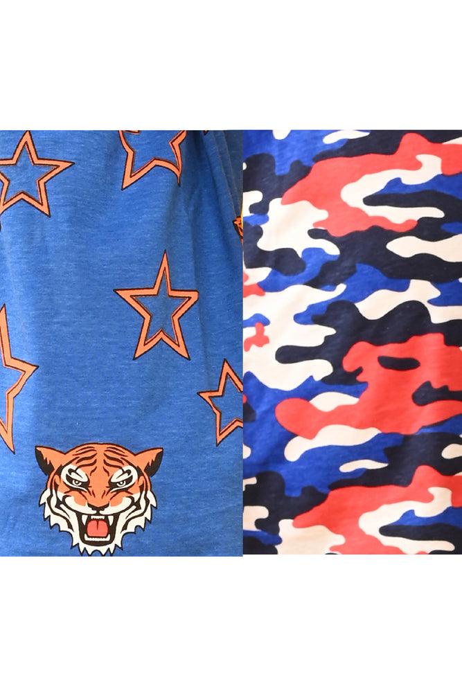 CAMOUFLAGE WHITE AND TIGER BLUE STAR SHORT SLEEVE PYJAMA SET (PACK OF 2) - Anthrilo India