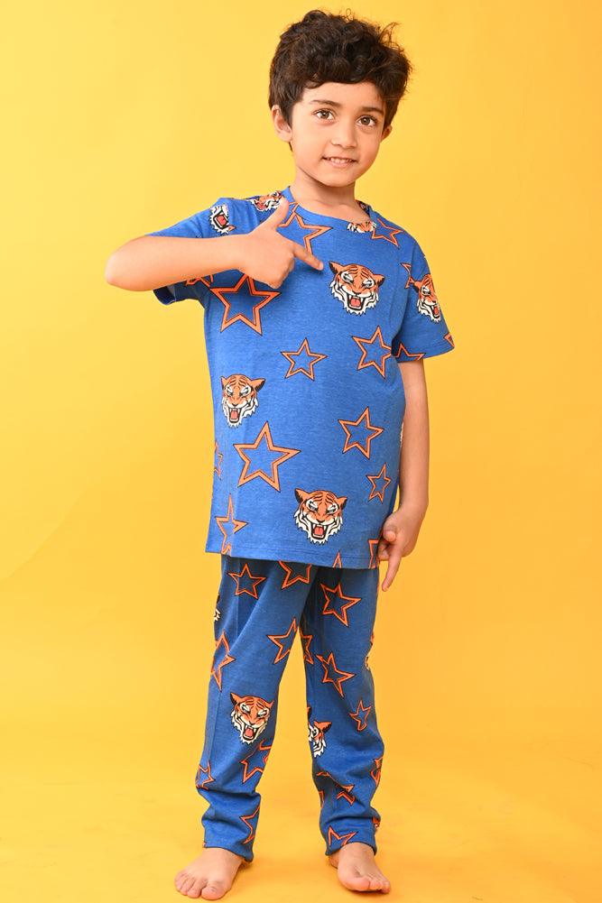 DINOSAUR RED AND TIGER STAR SHORT SLEEVE PYJAMA SET (PACK OF 2) - Anthrilo India