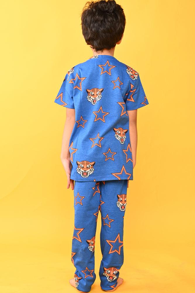 DINOSAUR RED AND TIGER STAR SHORT SLEEVE PYJAMA SET (PACK OF 2) - Anthrilo India