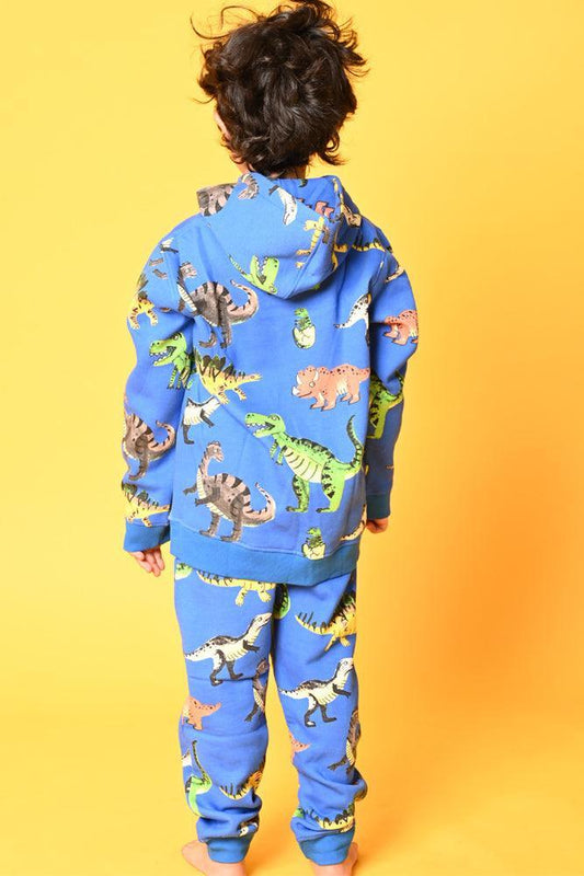 DINOSAUR FLEECE HOODIE JOGGER SET - BLUE - Anthrilo Design House