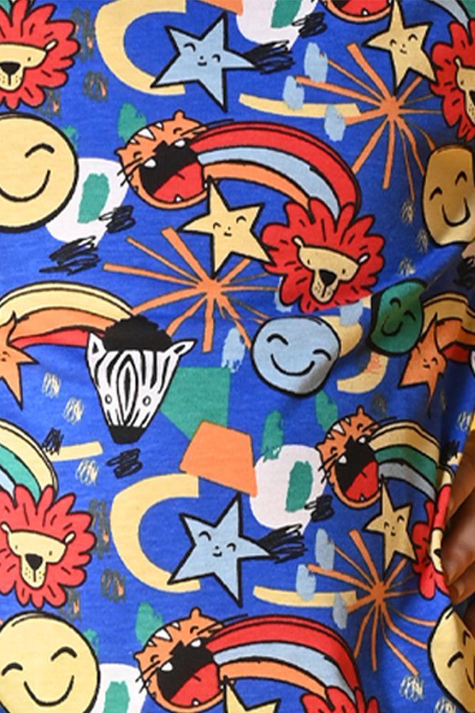 ANIMAL LIME GREEN SHORTS SET- BLUE/LIME GREEN - Anthrilo India