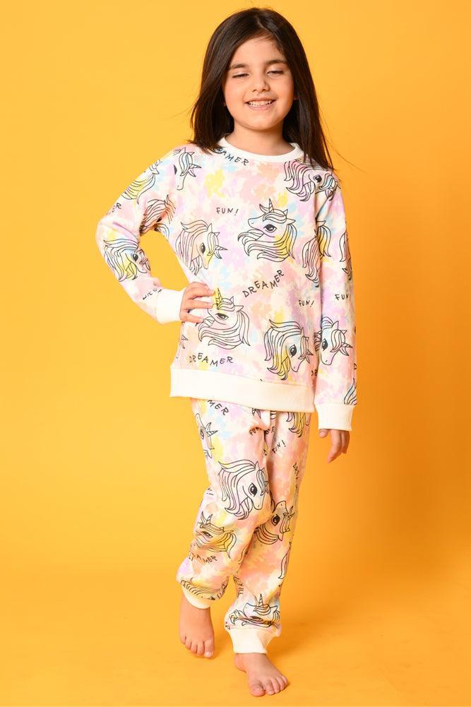 UNICORN TIE DYE FLEECE SWEATSHIRT - WHITE - Anthrilo Design House