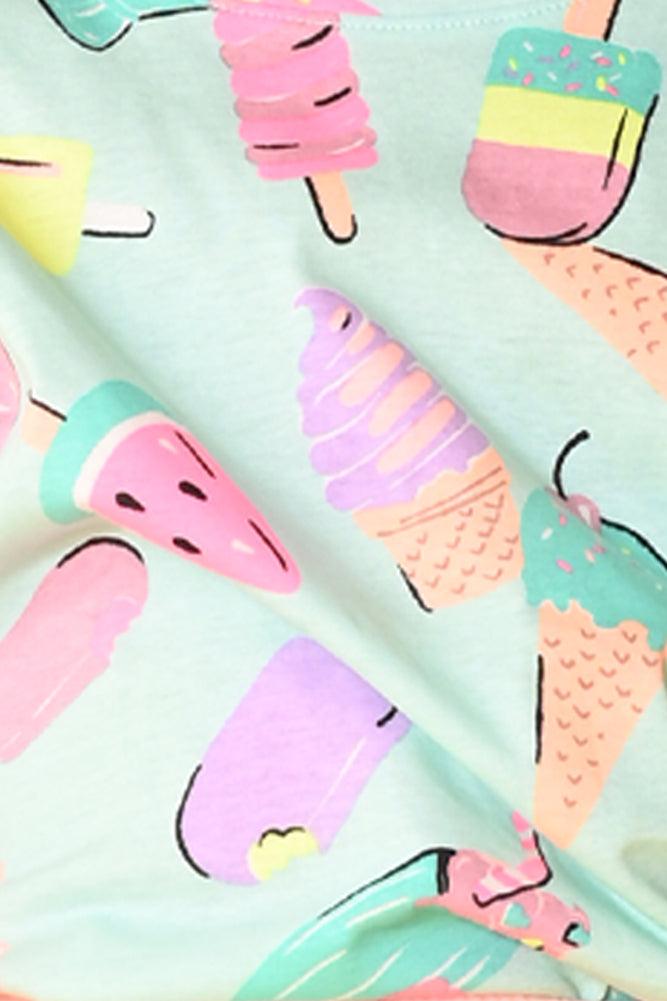 ICE CREAM PINK FRILL SHORTS SET- AQUA/PINK - Anthrilo India