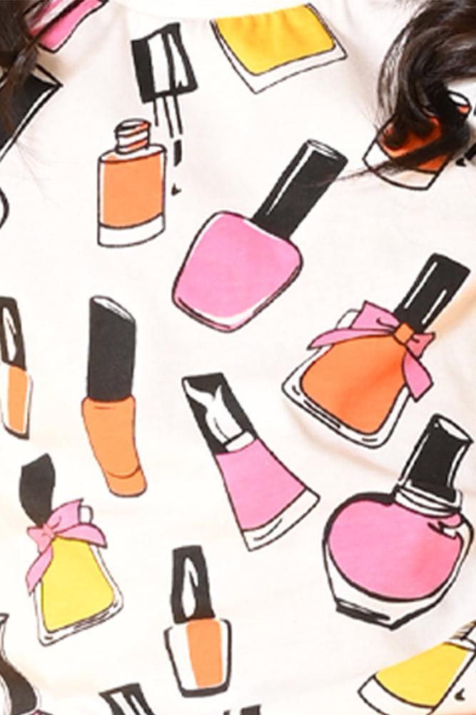 NAIL PAINT PINK FRILL SHORTS SET- WHITE/PINK - Anthrilo India