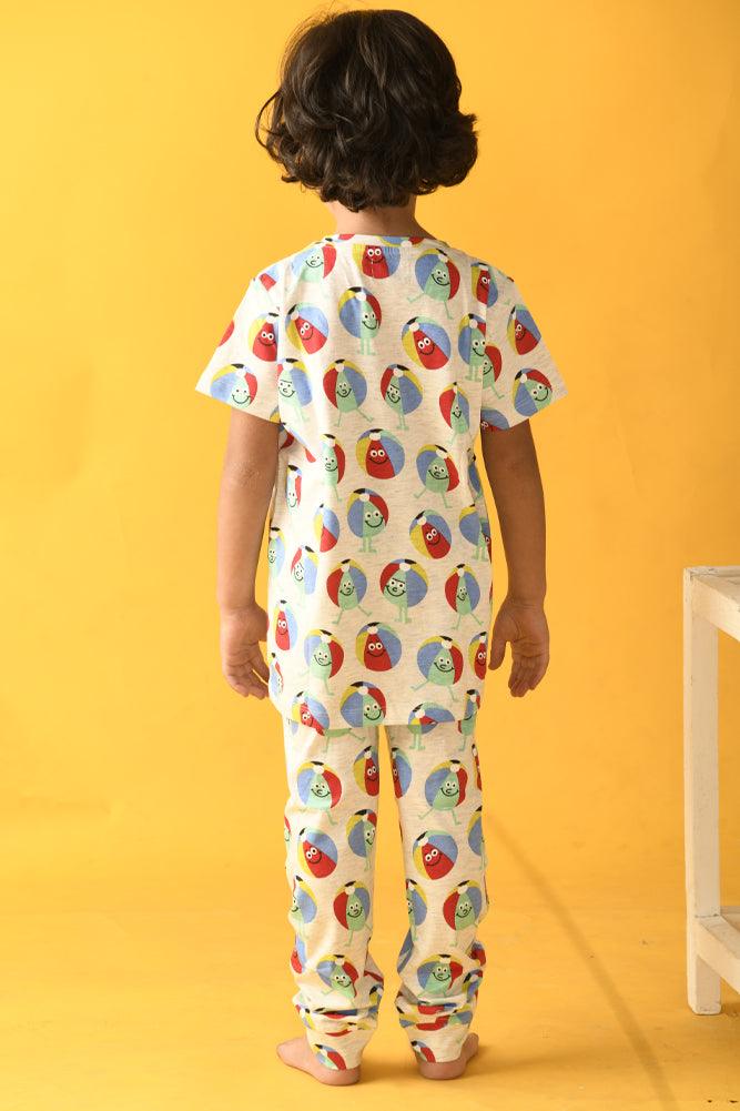 BEACH BALL SHORT SLEEVES PYJAMA SET - GREY MELANGE - Anthrilo Design House