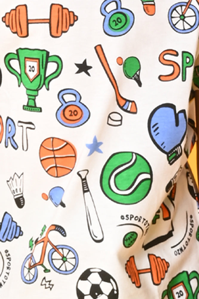 SPORTS GREEN SHORTS SET- WHITE/GREEN