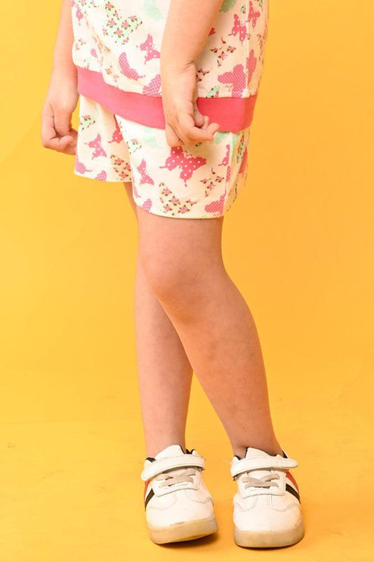 BUTTERFLY PRINT GIRLS SHORTS - WHITE - Anthrilo India