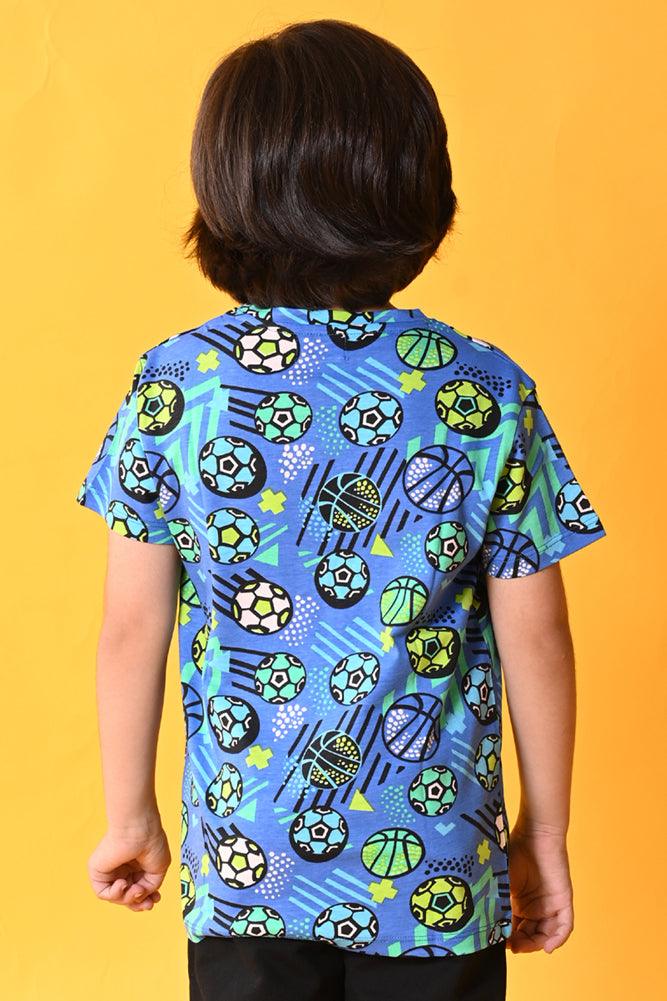 FOOTBALL SHORT SLEEVE T-SHIRT- BLUE - Anthrilo India