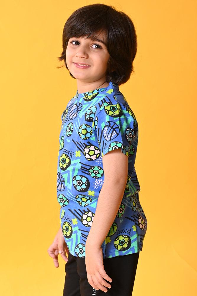 FOOTBALL SHORT SLEEVE T-SHIRT- BLUE - Anthrilo India
