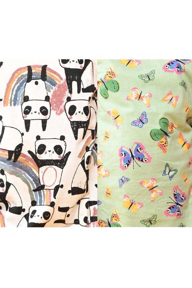 BUTTERFLY GREEN AND PANDA NIGHT DRESS (PACK OF 2) - Anthrilo India