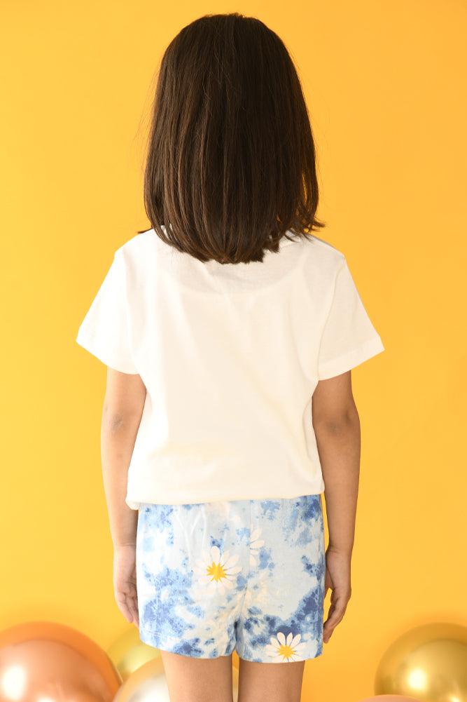 LOVE TIE DYE FLOWER SHORTS SET - WHITE/MULTI - Anthrilo Design House