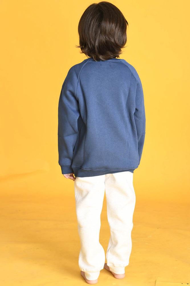 SPACE MISSION ECRU FLEECE SWEATSHIRT JOGGER SET - NAVY/ECRU MELANGE - Anthrilo Design House