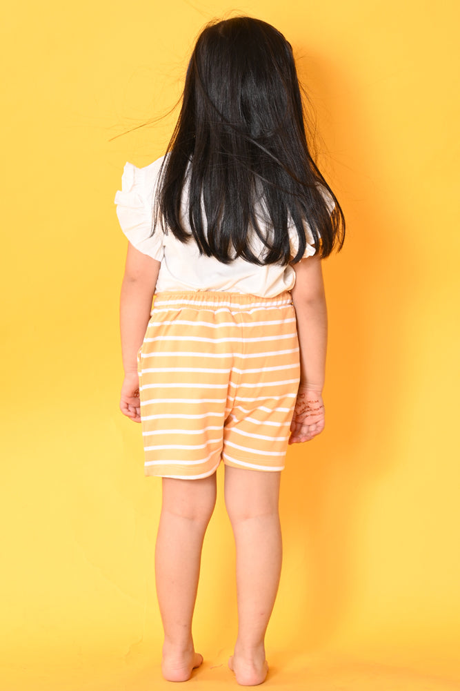DESTINATION ORANGE STRIPED SHORTS SET- WHITE/ORANGE - Anthrilo India