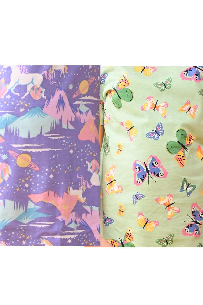 BUTTERFLY GREEN AND UNICORN PLANET NIGHT DRESS (PACK OF 2) - Anthrilo India