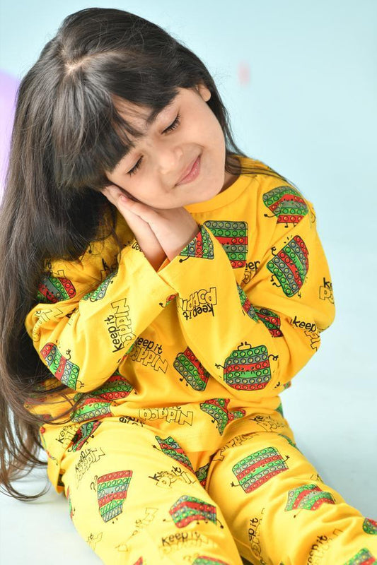 POP IT GIRLS YELLOW PYJAMA SET - Anthrilo