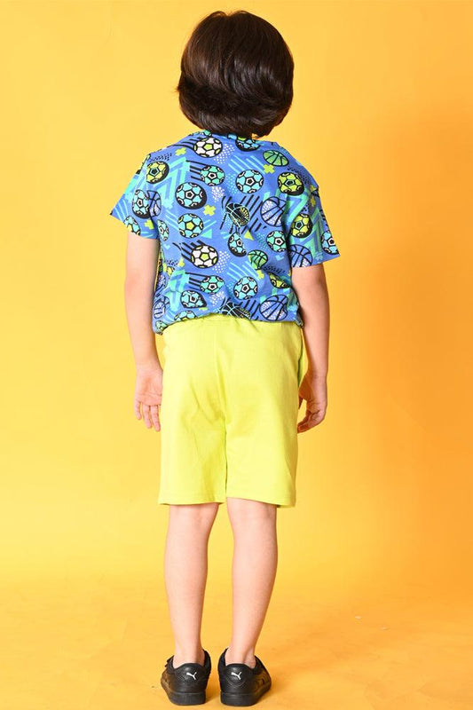 FOOTBALL LIME GREEN SHORT SET- BLUE/LIME GREEN - Anthrilo India