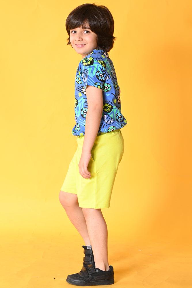 FOOTBALL LIME GREEN SHORT SET- BLUE/LIME GREEN - Anthrilo India
