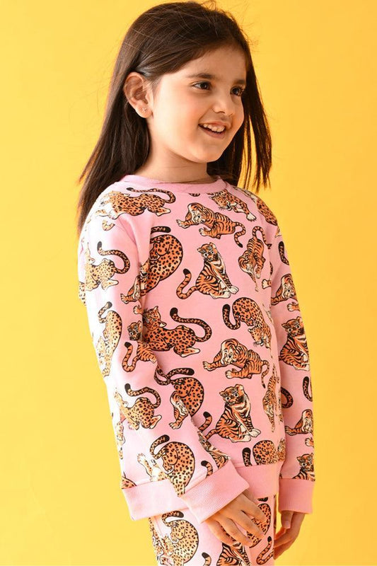 TIGERS GIRLS FLEECE SWEATSHIRT - PINK - Anthrilo Design House