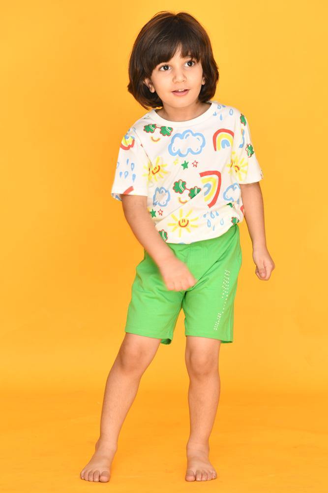 RAINBOW RAIN GREEN SHORTS SET - Anthrilo