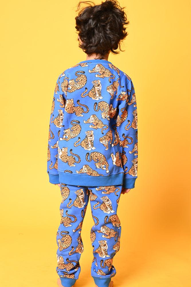 TIGER FLEECE BOYS SWEATSHIRT JOGGER SET - BLUE - Anthrilo Design House