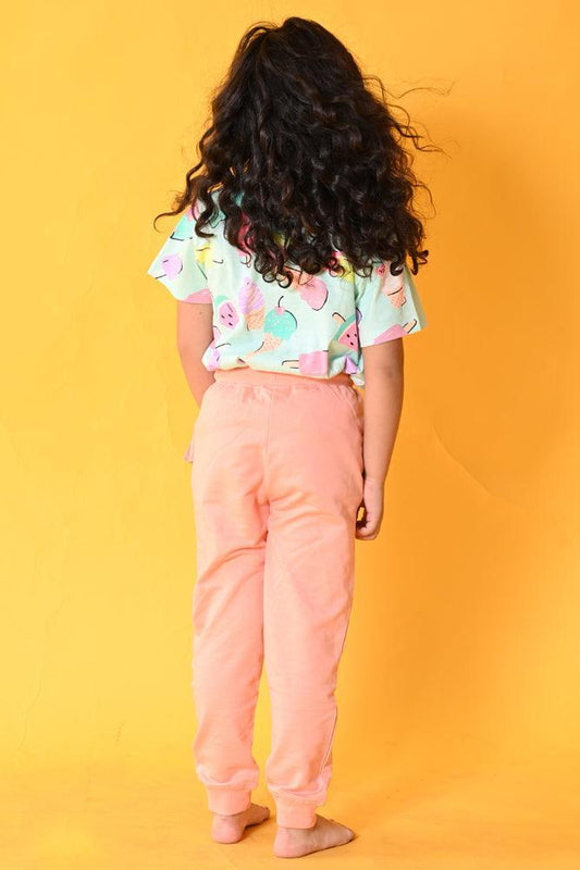 ICE CREAM PRETTY PEACH JOGGER SET - AQUA/PEACH - Anthrilo India