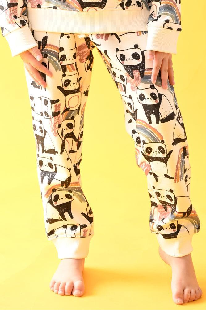 PANDA FLEECE GIRLS JOGGER - WHITE - Anthrilo Design House