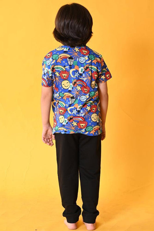 ANIMAL SUMMER BLACK JOGGER SET- BLUE/BLACK - Anthrilo India