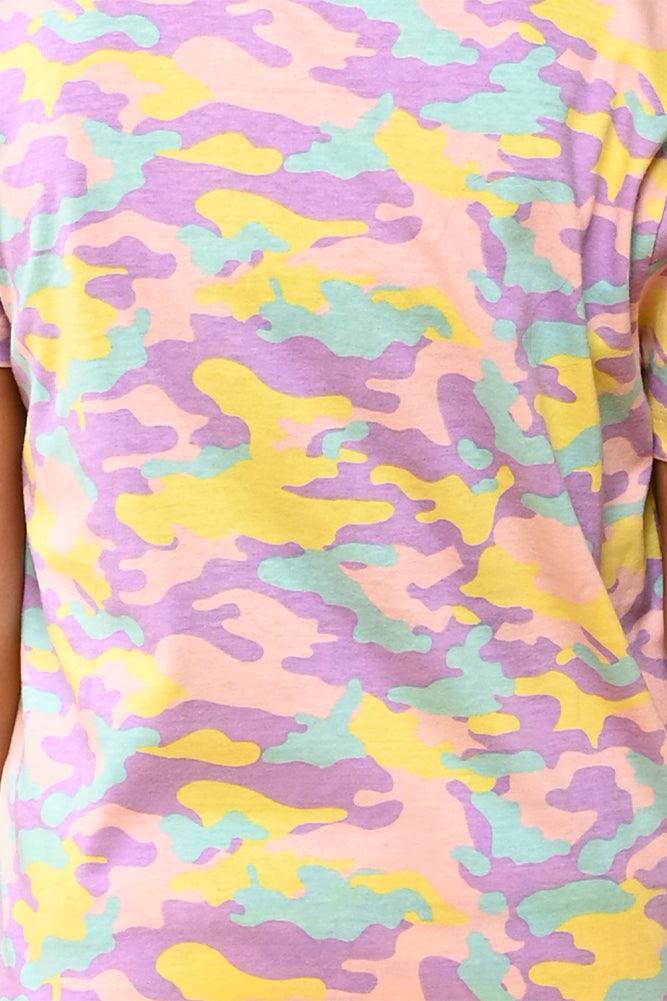 CAMOUFLAGE GIRLS SHORT SLEEVES PYJAMA SET - PINK - Anthrilo India