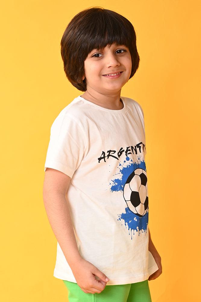 ARGENTINA WHITE SHORT SLEEVES T-SHIRT - WHITE - Anthrilo India