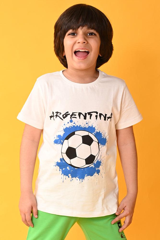 ARGENTINA WHITE SHORT SLEEVES T-SHIRT - WHITE - Anthrilo India