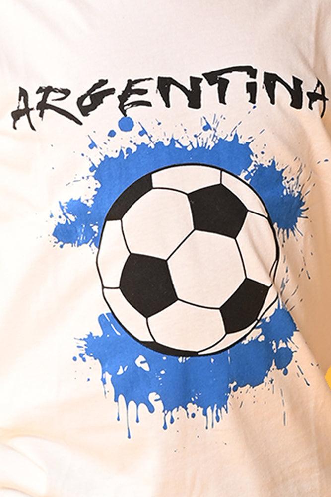 ARGENTINA WHITE SHORT SLEEVES T-SHIRT - WHITE - Anthrilo India
